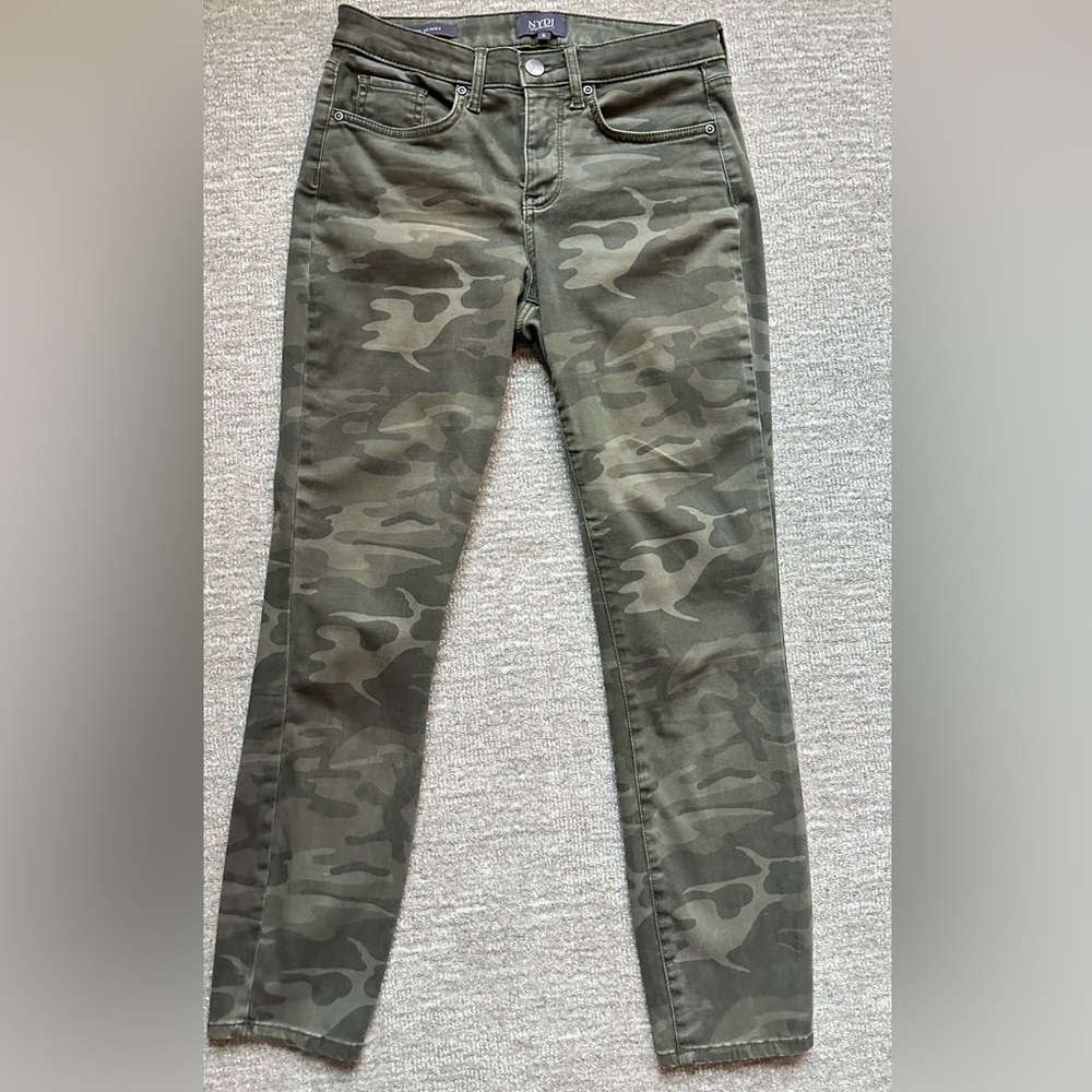 NYDJ Women’s Olive Green Camo Skinny Jeans